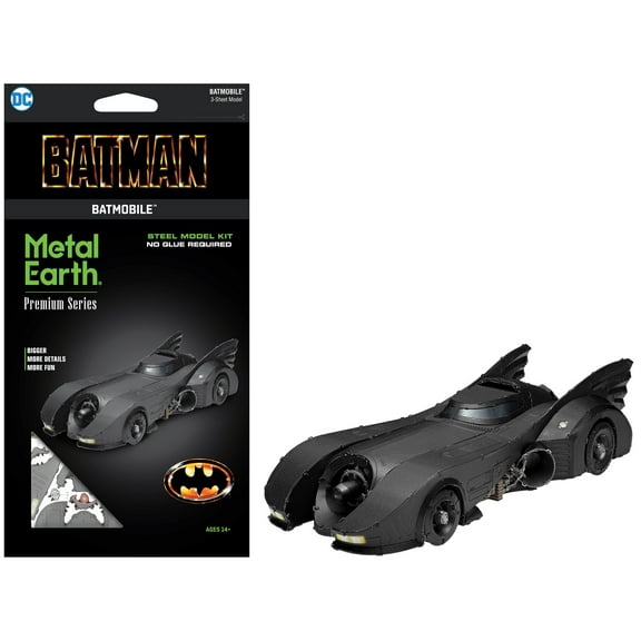 Model Kit 1989 Batmobile Black "Batman" (1989) Movie (Challenging Difficulty) Steel Model by Metal Earth
