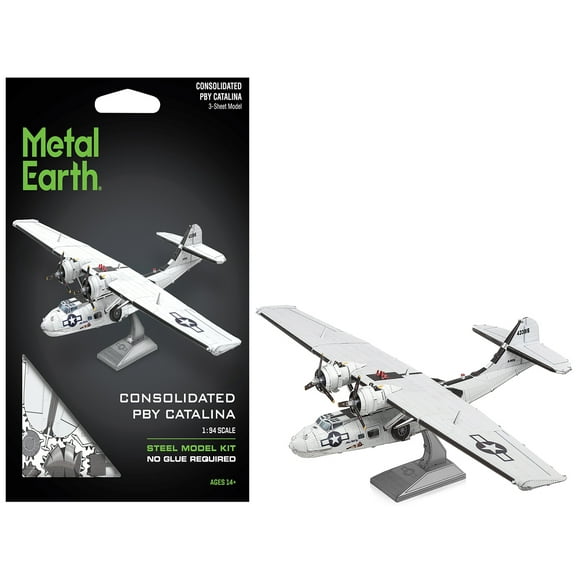 Model Kit Consolidated PBY Catalina Amphibious Aircraft "Miss Pick Up" United States Army Air Forces Steel Model by Metal Earth