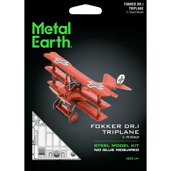 Model Kit Fokker Dr.I Triplane Fighter Aircraft "Red Baron" German Air Force (Moderate Difficulty) Steel Model by Metal Earth