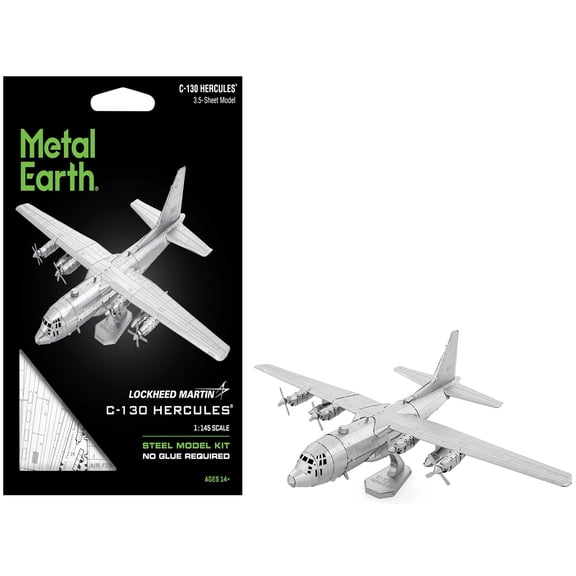Model Kit Lockheed C-130 Hercules Transport Aircraft "United States Air Force" (Moderate Difficulty) Steel Model by Metal Earth