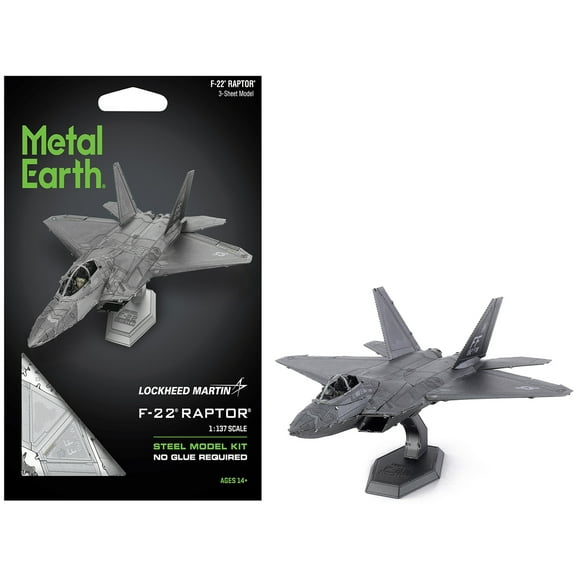 Model Kit Lockheed Martin F-22 Raptor Stealth Aircraft "United States Air Force" (Moderate Difficulty) Steel Model by Metal Earth