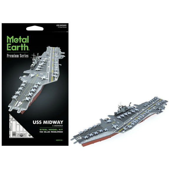 Model Kit USS Midway (CV-41) Aircraft Carrier (Challenging Difficulty) Steel Model Kit by Metal Earth