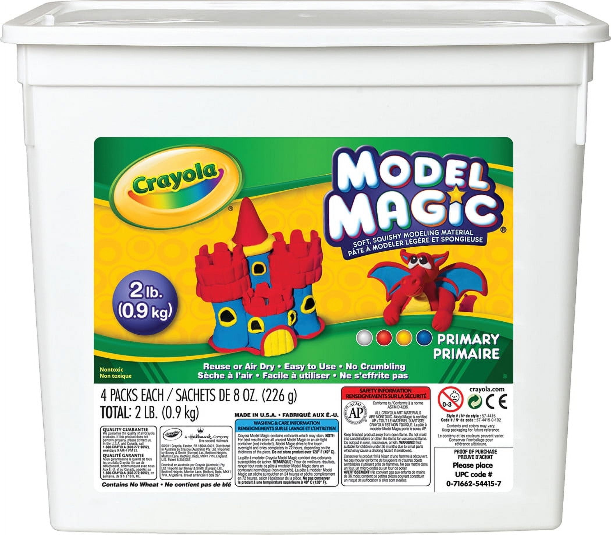 Crayola 574415 Model Magic Modeling Compound, 8 oz each  Blue/Red/White/Yellow, 2lbs.