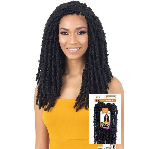2x Fairt Butterfly Loc 14" Glance Braid By Model Model / 1B - Off Black / 14 INCH Crochet Braids