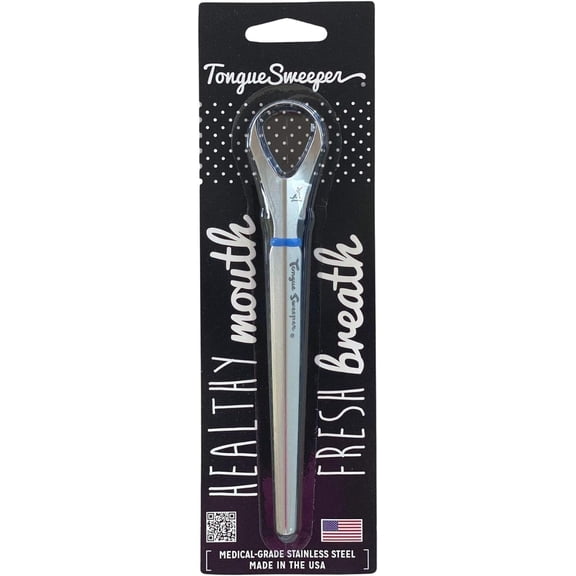 Model P Medical Grade, Dishwasher Safe, Stainless Steel Tongue Cleaner, Reduce Bad Breath and Improve Taste, Preferred by Leading Dental Schools for Oral Hygiene, (1 Count)