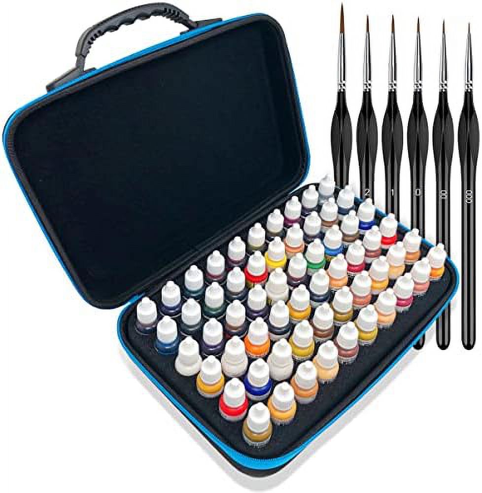 Model Paint Storage Case Paint Organizer Holder Tray Works With Round Top  Hobby Paint Brands, Paint Rack Or Paint Holder 60 Slots With 6 Fine Detail  Miniatures Paint Brushes 