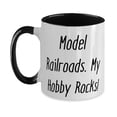 thumbnail image 1 of Model Railroads. My Hobby Rocks! Model Railroads Two Tone 11oz Mug, Unique Model Railroads Gifts, Cup For Men Women, 1 of 2