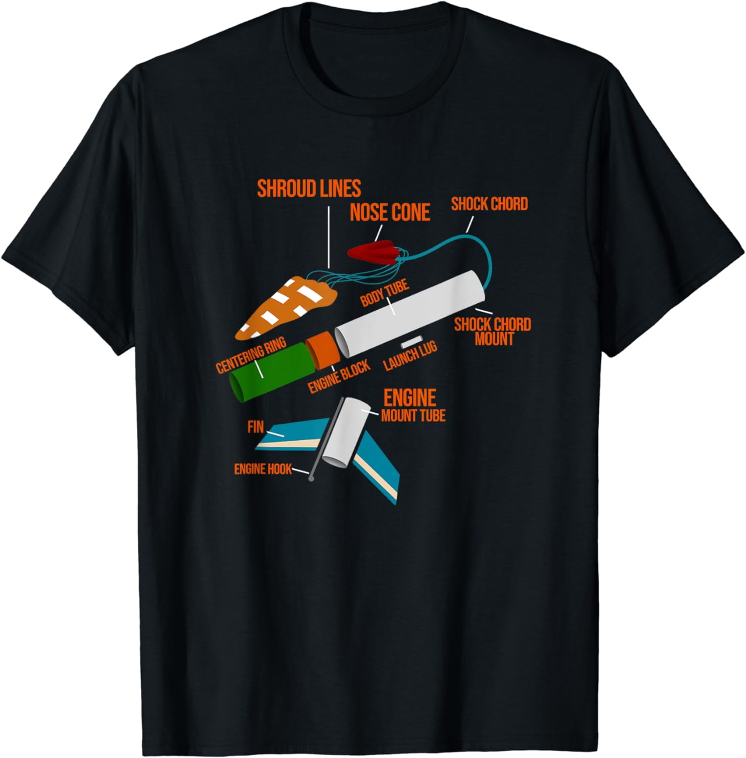 Model Rocket Diagram Design for a Rocketry Fan TShirt