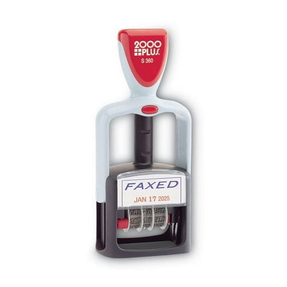 Model S 360 Two-Color Message Dater, 1.75 X 1, "faxed," Self-Inking, Blue/red | Bundle of 2 Each