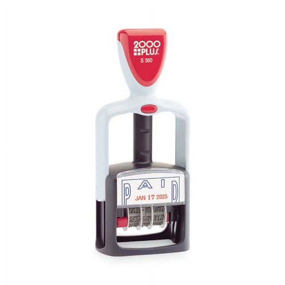 Model S 360 Two-Color Message Dater, 1.75 X 1, "paid," Self-Inking, Blue/red | Bundle of 2 Each