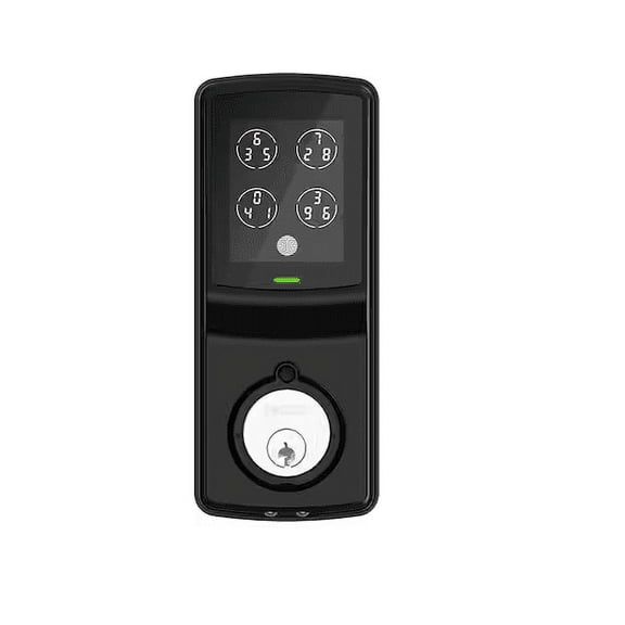 Model-S Matte Black Single-Cylinder Alarmed Lock Deadbolt with Keypad, Bluetooth and Discrete Pin Code Input
