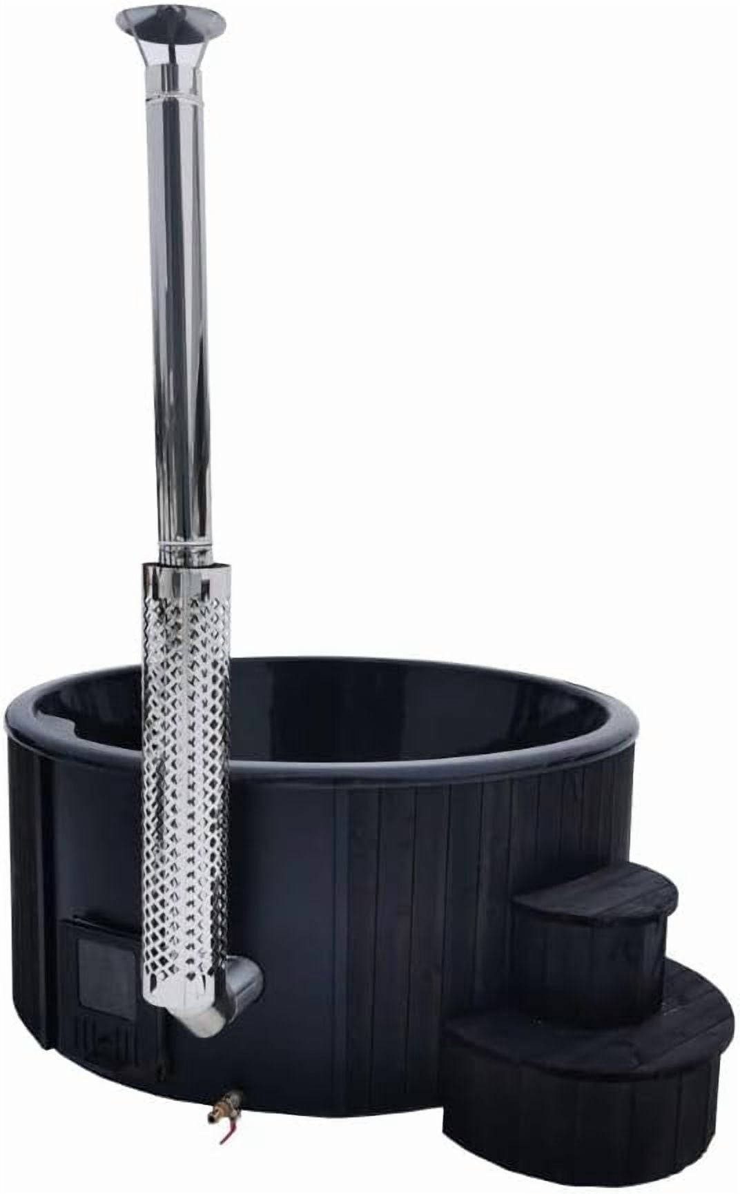 Model S4B Wood-Fired Hot Tub Soak-Series Home Wood-Burning Hot Tub, Black, Up to 6 Persons