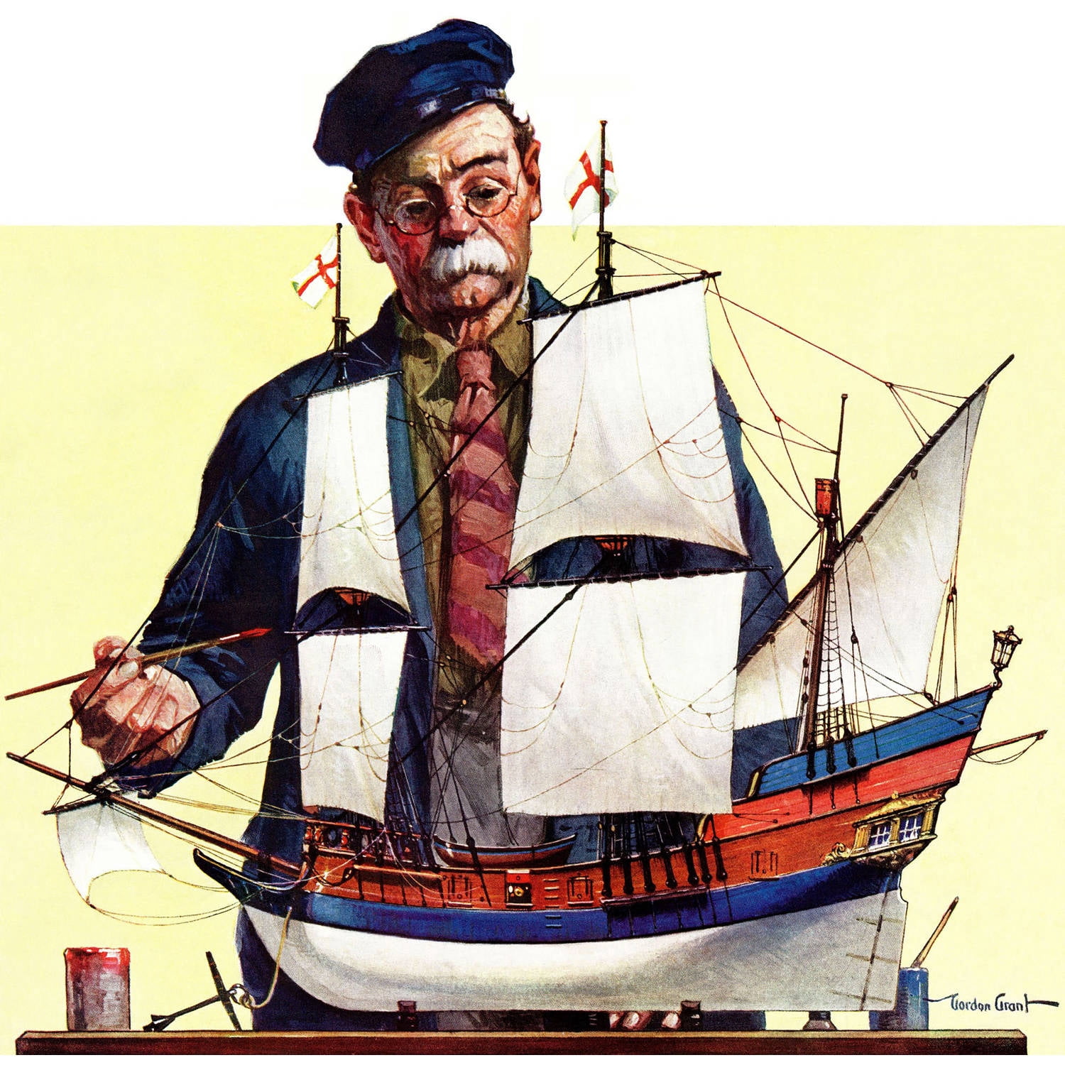 "Model Ship" Painting Print on Wrapped Canvas