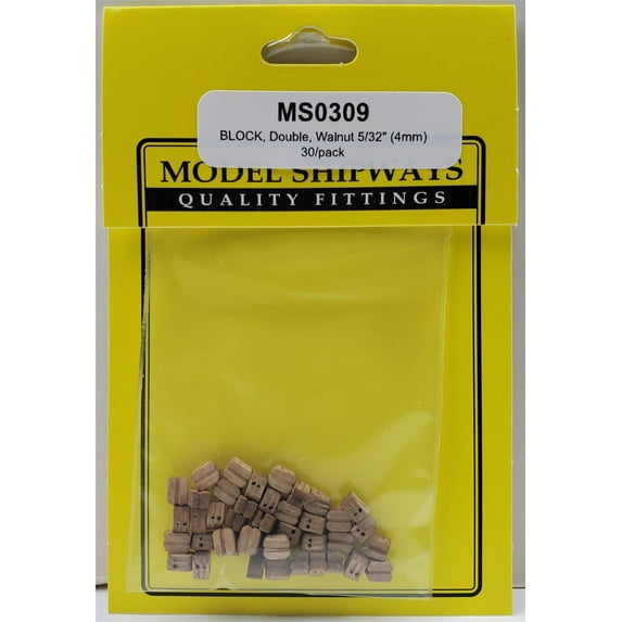Model Shipways Double Sheave Block, Walnut 5/32" (4mm) 30 pack