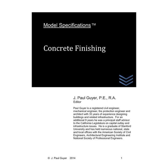 Concrete Engineering: Model Specifications: Concrete Finishing (Paperback)