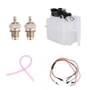 Model Starter Ignition Kit for Miniature Twin-Cylinder Engine Models, Inclucd F-Type Glow Plug, 75ml Mini Fuel Tank, 50cm Silicone Oil Pipe & 7.4-11.1V 3-in-1 Brush Start Ignition Module Bundle