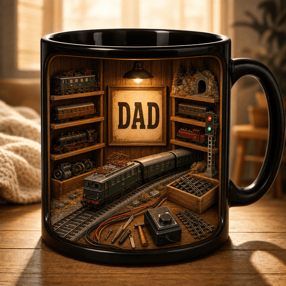 Model Train Dad Mug, Electric Train Coffee Mug for Father’s Day Gift