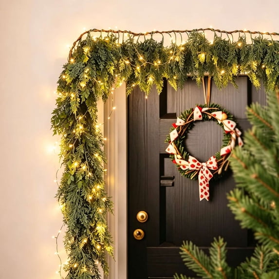 Model With Lights Norfolk Artificial Soft Rattan Christmas Halloween Decoration Indoor Outdoor
