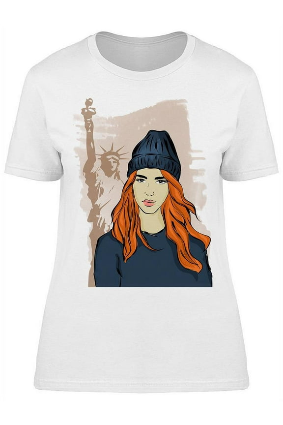 Model With Statue Of Liberty T-Shirt Women -Image by Shutterstock, Female Small