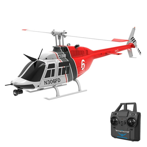 Model aircraft,C138 Bell206 Helicopter Propeller Free Remote Helicopter Stabilization Aircraft One Helicopter 1 33 Optical One Click Roll Click Roll Takeoff 1 33 Scale Red 1 battery