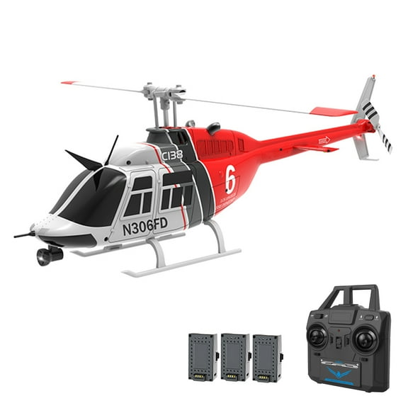 Model aircraft,Helicopter 4ch Propeller Click Roll Takeoff 6ch Propeller 1 33 Scale Battery One- Function Bell206 Helicopter Remote Helicopter Free Battery One- Red 3 battery