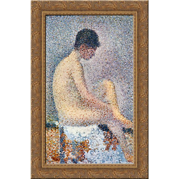 Model in Profile 24x16 Gold Ornate Wood Framed Canvas Art by Georges Seurat