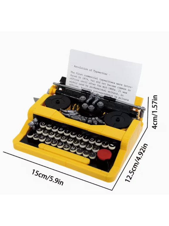 Model kit (1 piece): Vintage typewriter, classic household appliance - High-definition details, interactive assembly experience, fun collectible building block kit.