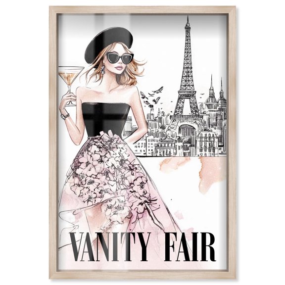 Model of Paris Sketch Cover Shadowbox Print Fashion Art by Art Remedy, Blonde Frame, 36 x 54
