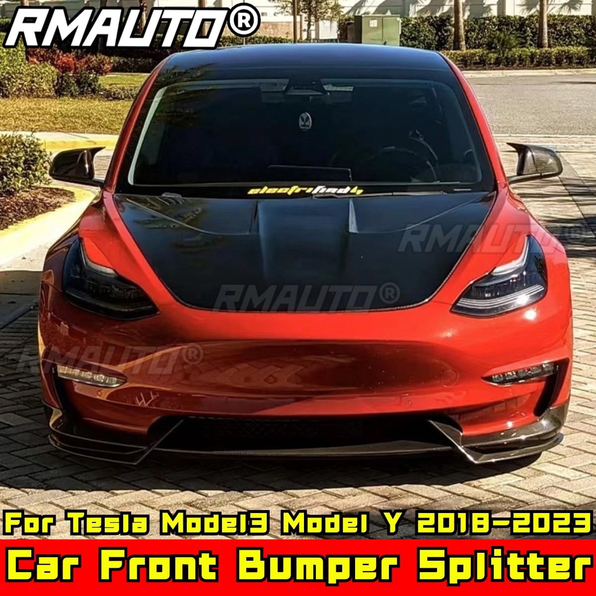 Front Bumper Lip Spoiler For Tesla Model 3/Y – Glossy Black PP Material, High-Downforce Design, Easy Install, 2017-2023 Models