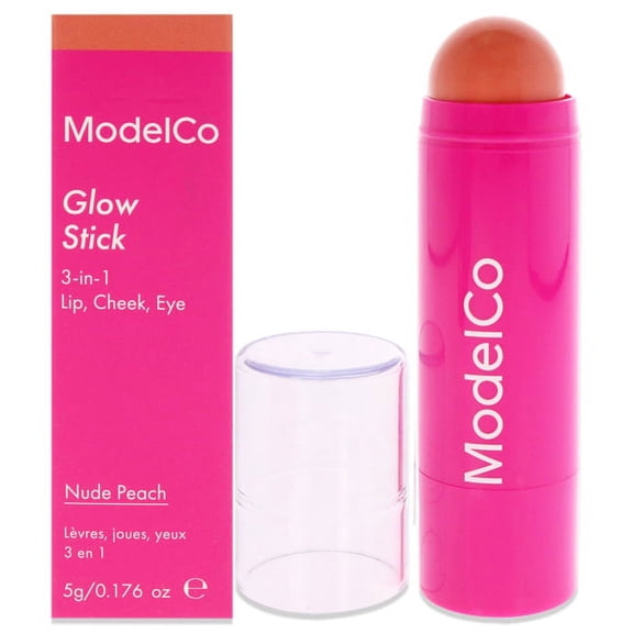 ModelCo Glow Stick 3-In-1 - Nude Peach, Cream Blush Makeup, 0.176 oz