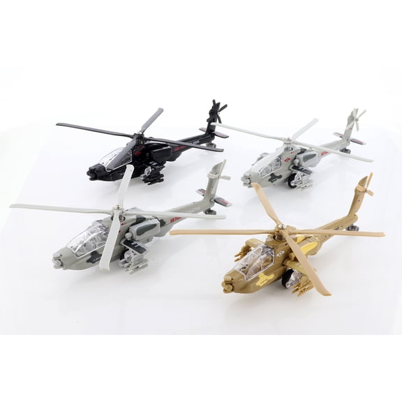 ModelToyCars Combat Copter with Lights & Sounds Diecast Helicopter Set - Box of 6  Diecast Toy Helicopters, Assorted Colors