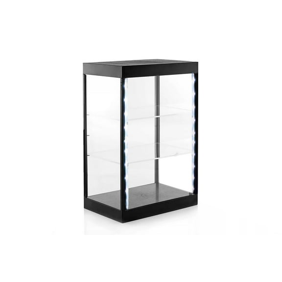 ModelToyCars LED Light Display Case with 2 Shelves for Model Toy Cars, 11.25" x 7.5" x 16.75", Black