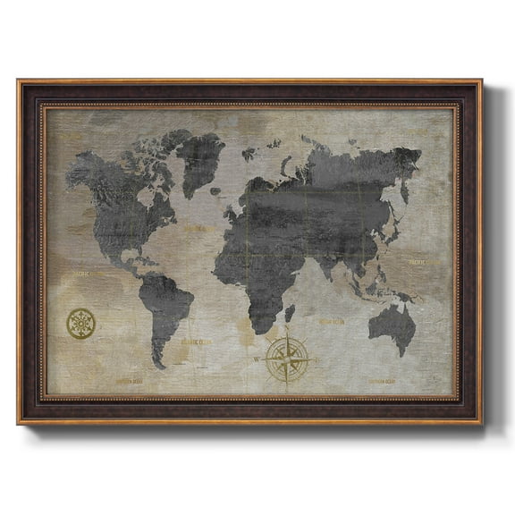 Modeled World Map Premium Framed Canvas- Ready to Hang