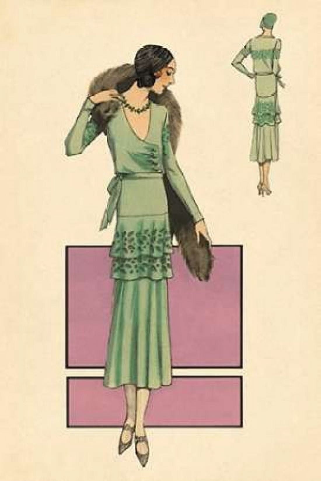 Modeles Originaur In Green Canvas Art - Vintage Fashion (12 x 18)