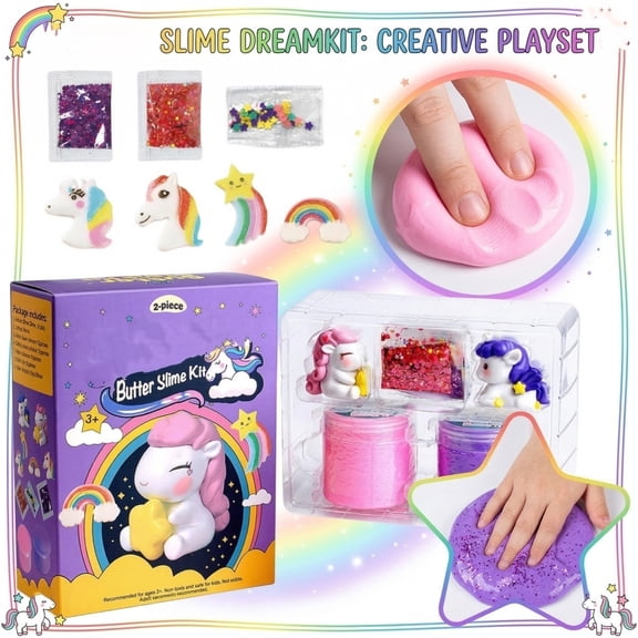 Modeling Material Making Kit, Craft SuppliesforKids, Modeling MaterialforKids 3-5, Unicorn ToysforGirls Age 3, Pink Purple Modeling Material Bases, Animal Figurines, Stress