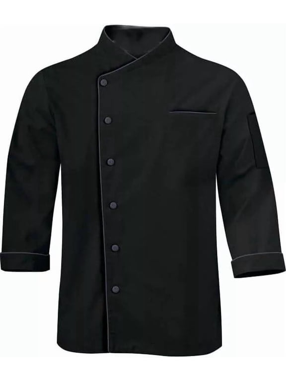 Modeling Men's 3/4 Sleeve Chef Coat Polycotton Uniform Jacket for Food Service and Bakers