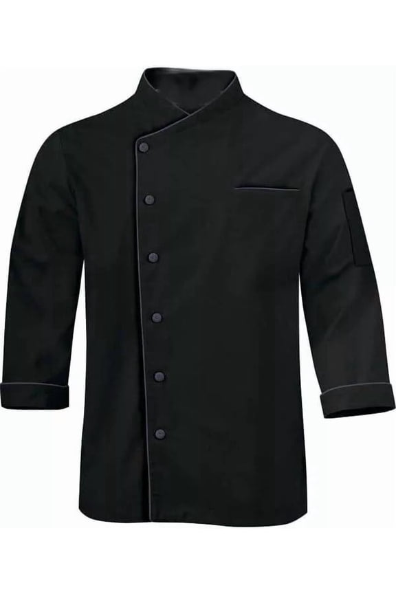 Modeling Men's 3/4 Sleeve Chef Coat Polycotton Uniform Jacket for Food Service and Bakers