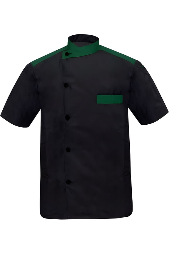 Modeling Men's Half sleeve Multicolor Collar Black Chef Coat Proffesional Kitchen & Culinary chef coat