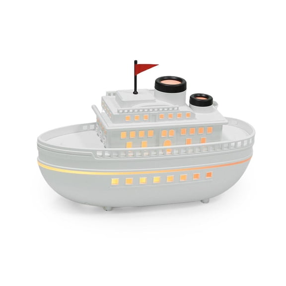 Modeling Ship Aroma Essential Oil Diffuser & Cool Mist Dual-Hole Boat Humidifier with 7-Color LED Night Lights, Ultrasonic Quiet, Auto Shut-Off