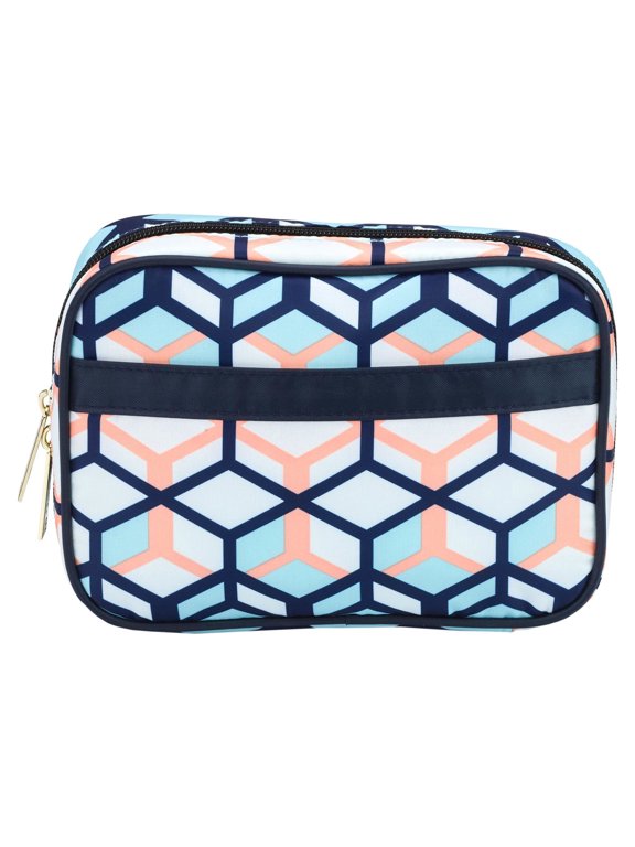 3D Geo Perforated Zippered Makeup Cosmetic Bag Organizer