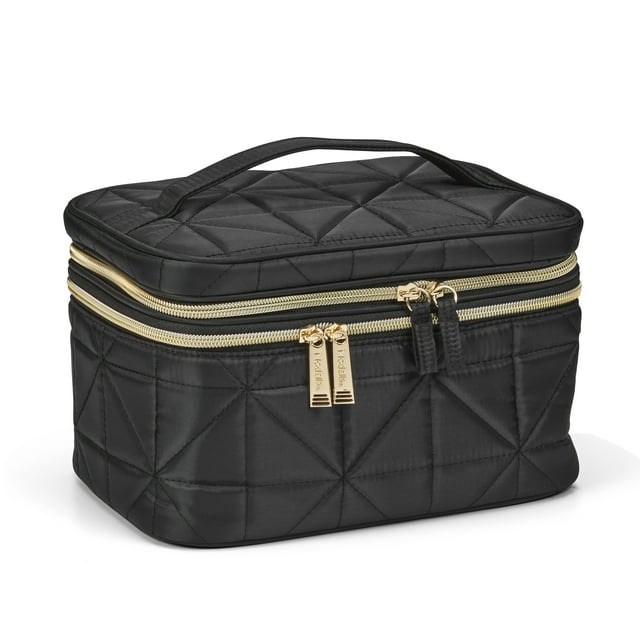 Modella Double Zip Cosmetic Accessory Train Case in Quilted Geometric ...