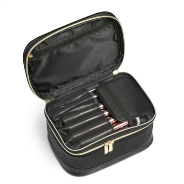 Modella Dual Zipper Cosmetic Bag for Makeup & Accessories, Black