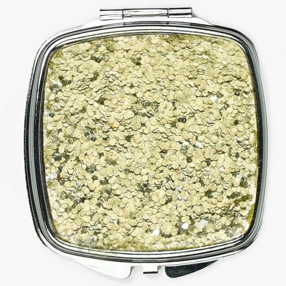 Modella Travel Mini Compact Duo Mirror, Square, Gold Glitter, 1-Piece