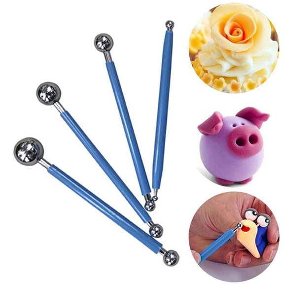 Modelling Ball Tools, Stainless Steel Double-end Dotting Tools Fondant Sugar Craft for Decorating Flower Clay, Cake Metal Dotting Sculpting Modeling Tool Set, Clay Modelling Tool Sculpture Set
