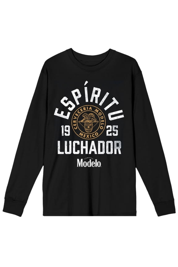 Modelo 1925 Espiritu Luchador Logo Crew Neck Long Sleeve Black Adult Tee