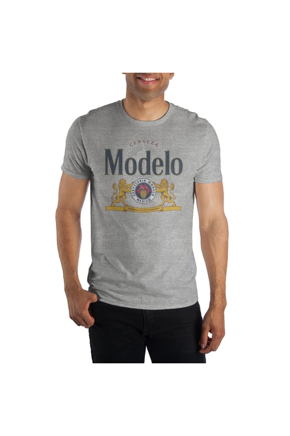 Modelo Beer Logo Men's Gray T-Shirt Tee Shirt-Large