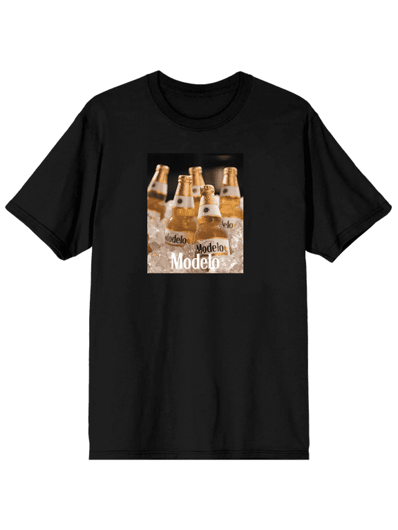 Modelo Beer Photo with Logo 2 Men's Black Short Sleeve Tee-Small