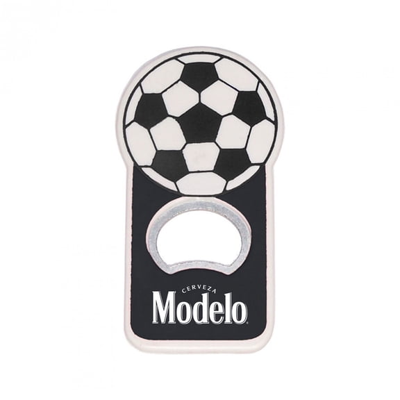 Modelo Black and White Soccer Football Bottle Opener Magnet