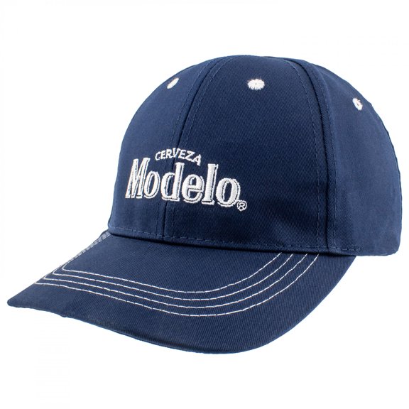 Modelo Cerveza Embroidered White Logo on Denim Snapback Hat