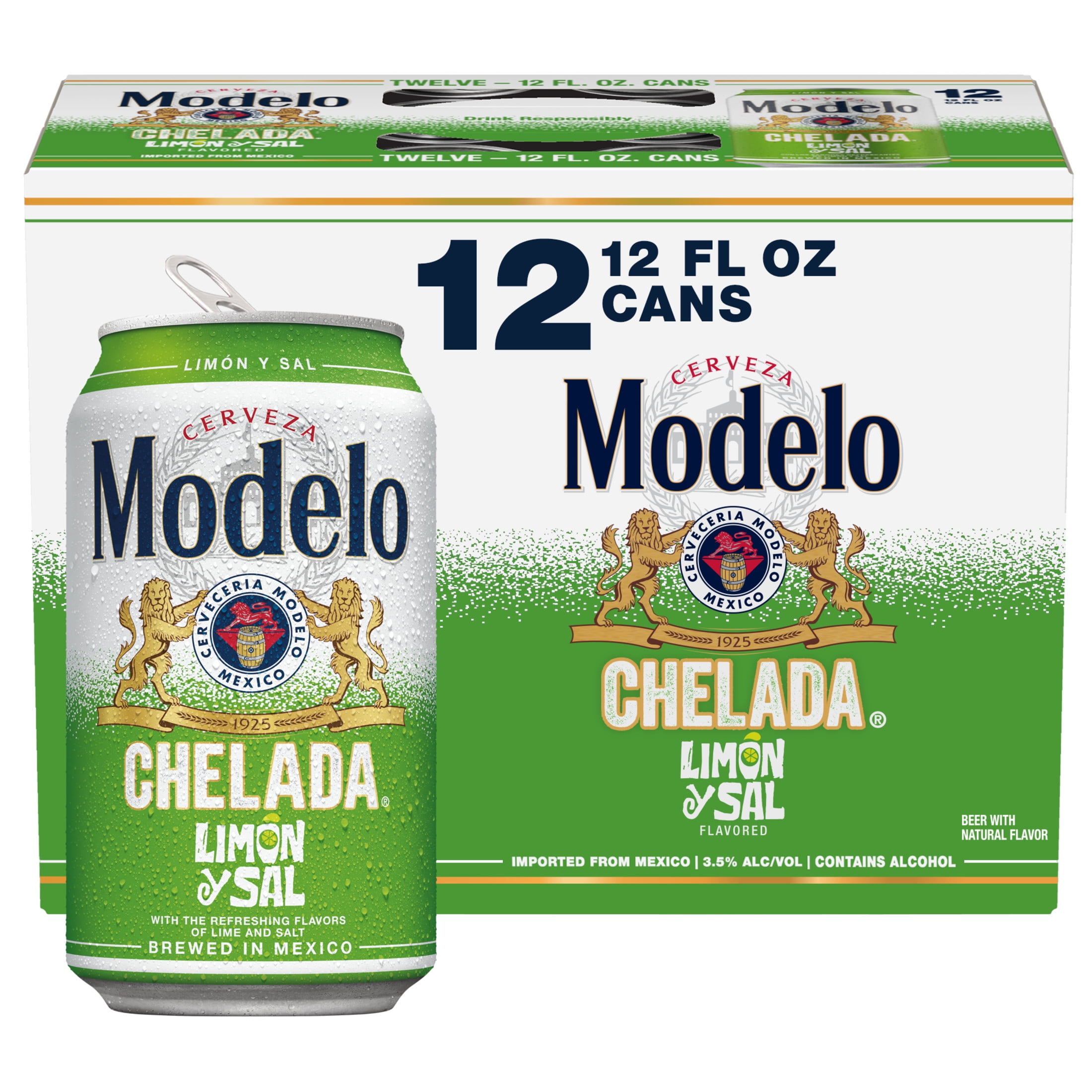 Modelo Chelada Limón y Sal Mexican Import Flavored Beer, 12 pack 12 fl. oz. Cans, 3.5% ABV